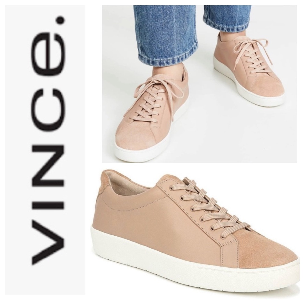Vince JANNA Low Top Sneakers Boat Shoes Blush Nude Beige Color aka Oatmeal 9.5